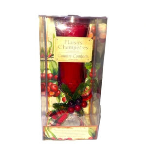 Country Comforts Scented Candle Champagne Glass  Decorative Red